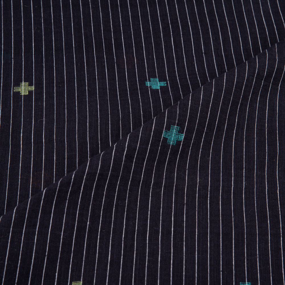 GEOMETRIC BLACK JAMDANI PURE COTTON 55 GSM FABRIC