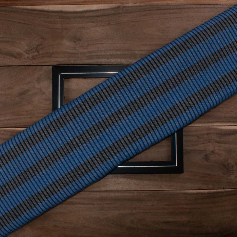 Check Blue and Black Khadi Cotton 125 GSM Handwoven Fabric