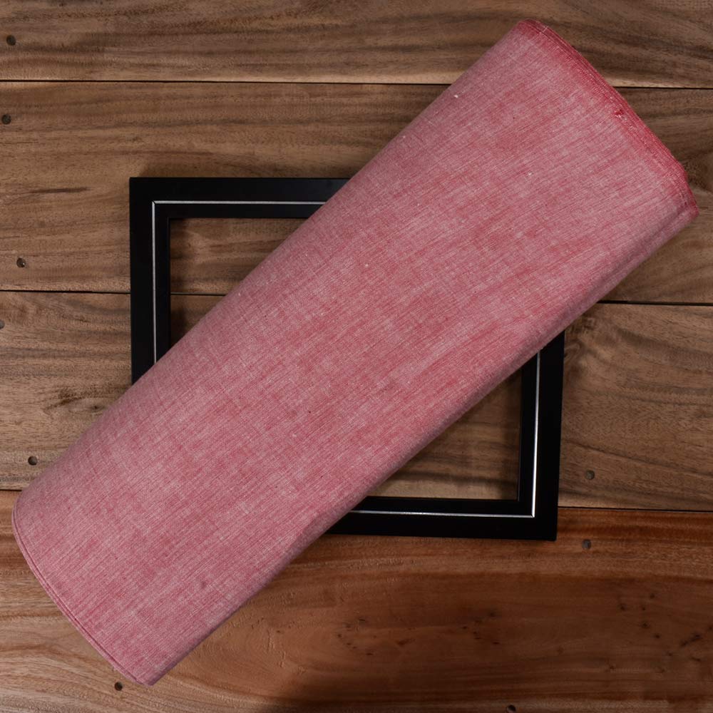 Chambray Red Khadi Cotton 115 GSM Handwoven Fabric