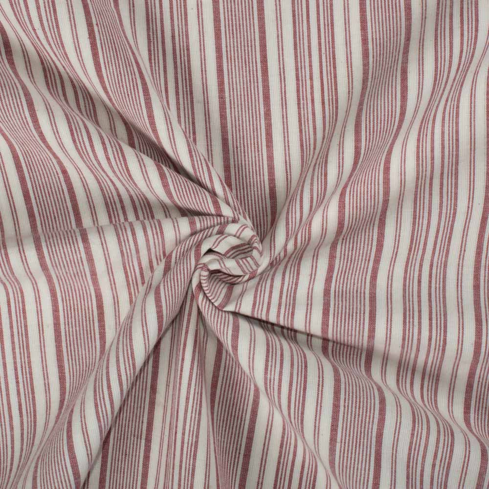 Stripe Red White Cotton 100 GSM Handwoven Fabric
