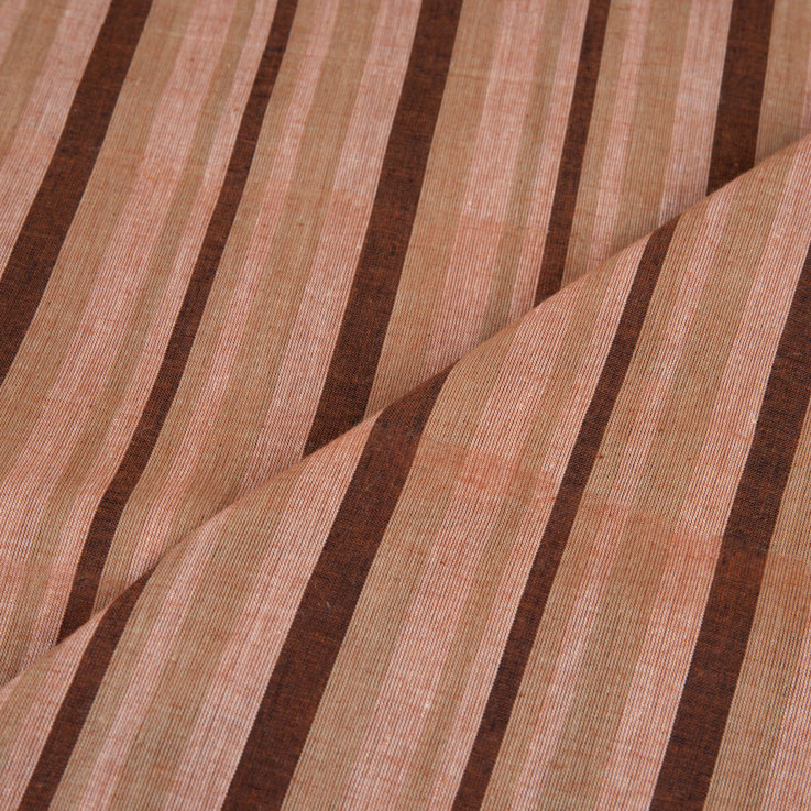 STRIPE BROWN PURE COTTON 67 GSM HANDWOVEN FABRIC