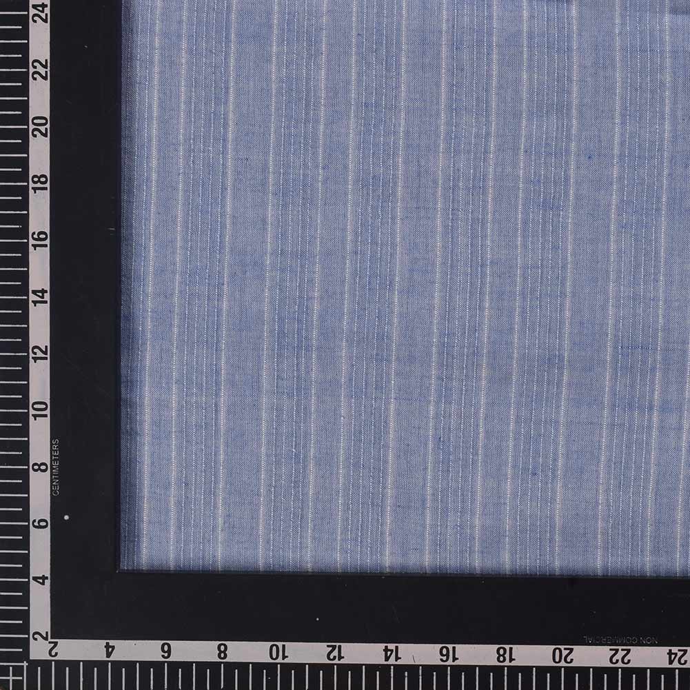 STRIPE BLUE PURE COTTON 80 GSM HANDWOVEN FABRIC W11