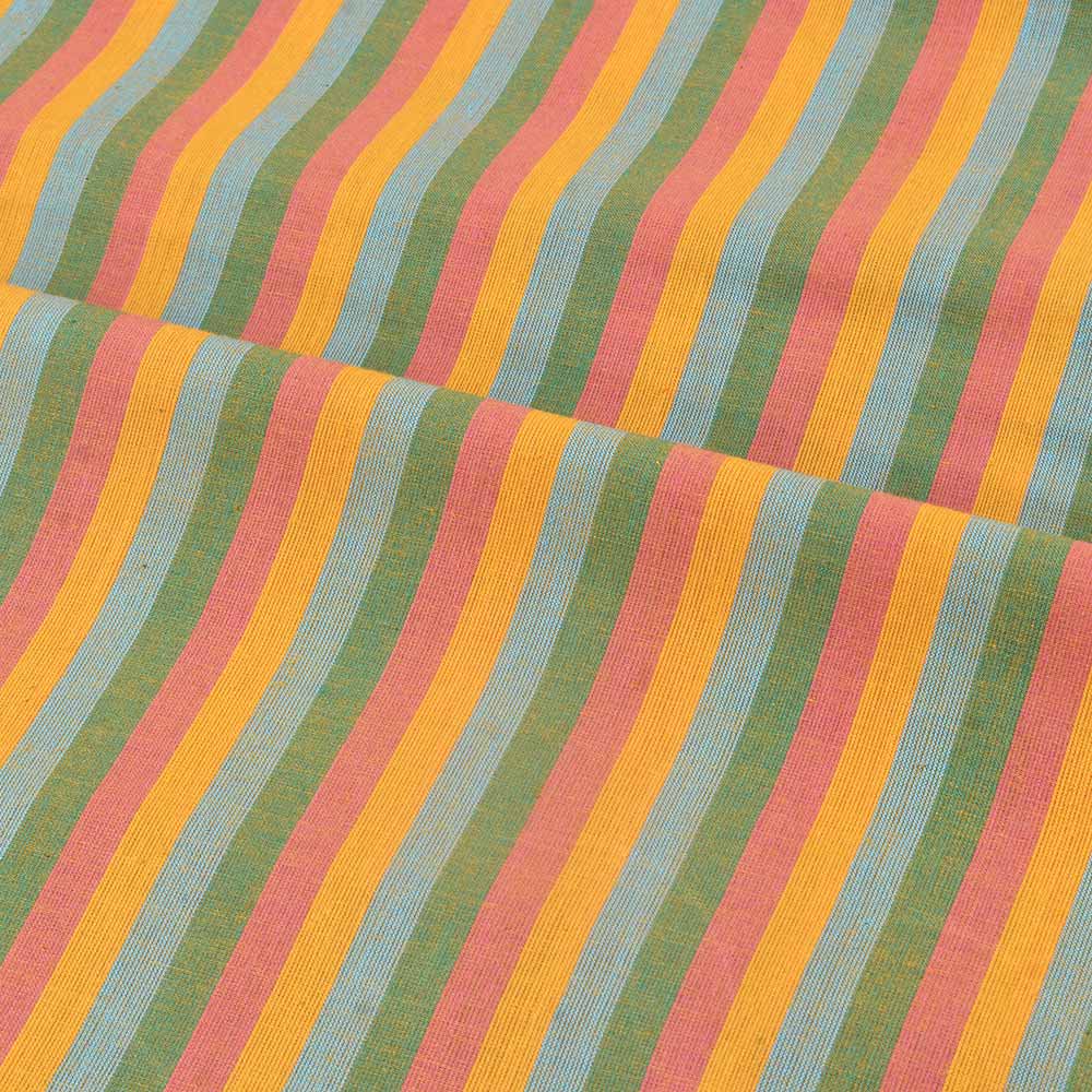 STRIPE MULTI COLOR PURE COTTON 80 GSM HANDWOVEN FABRIC 250