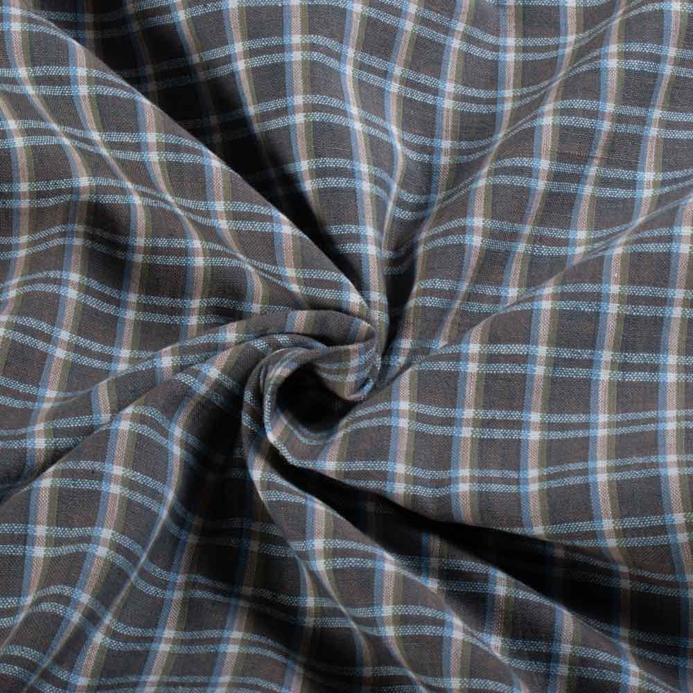 Check Grey and White Pure Cotton 105 GSM Handwoven Fabric