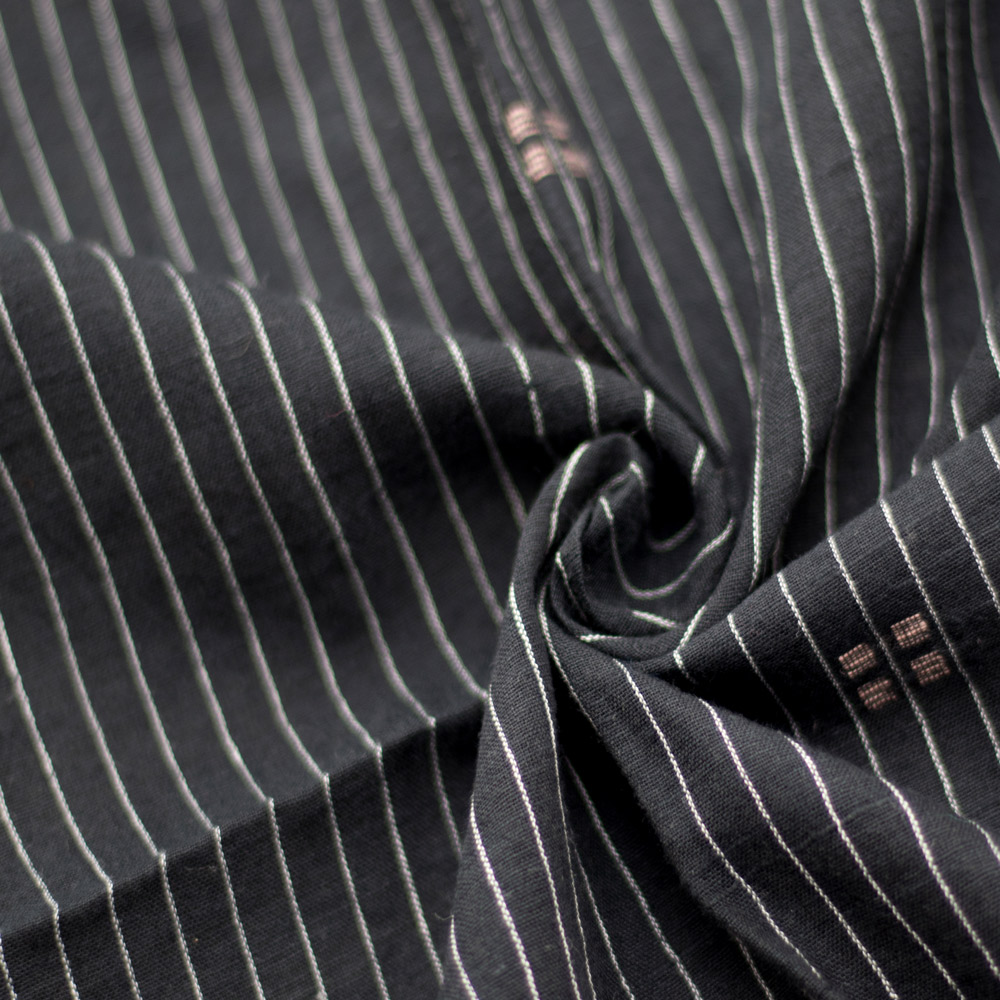 Geometric Stripe Black & White Jamdani Pure Cotton 55 GSM Fabric