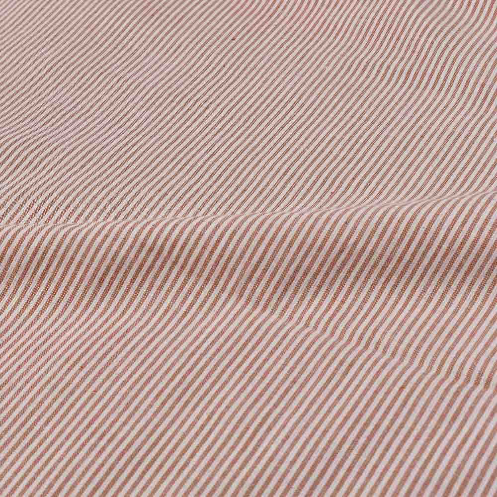 STRIPE BROWN WHITE PURE COTTON 95 GSM HANDWOVEN FABRIC