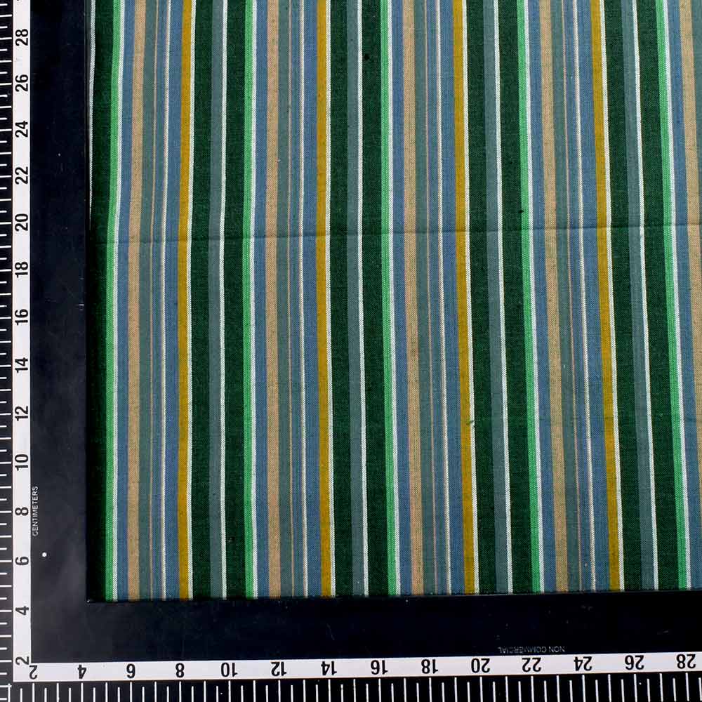 STRIPE GREEN PURE COTTON 100 GSM HANDWOVEN FABRIC 217