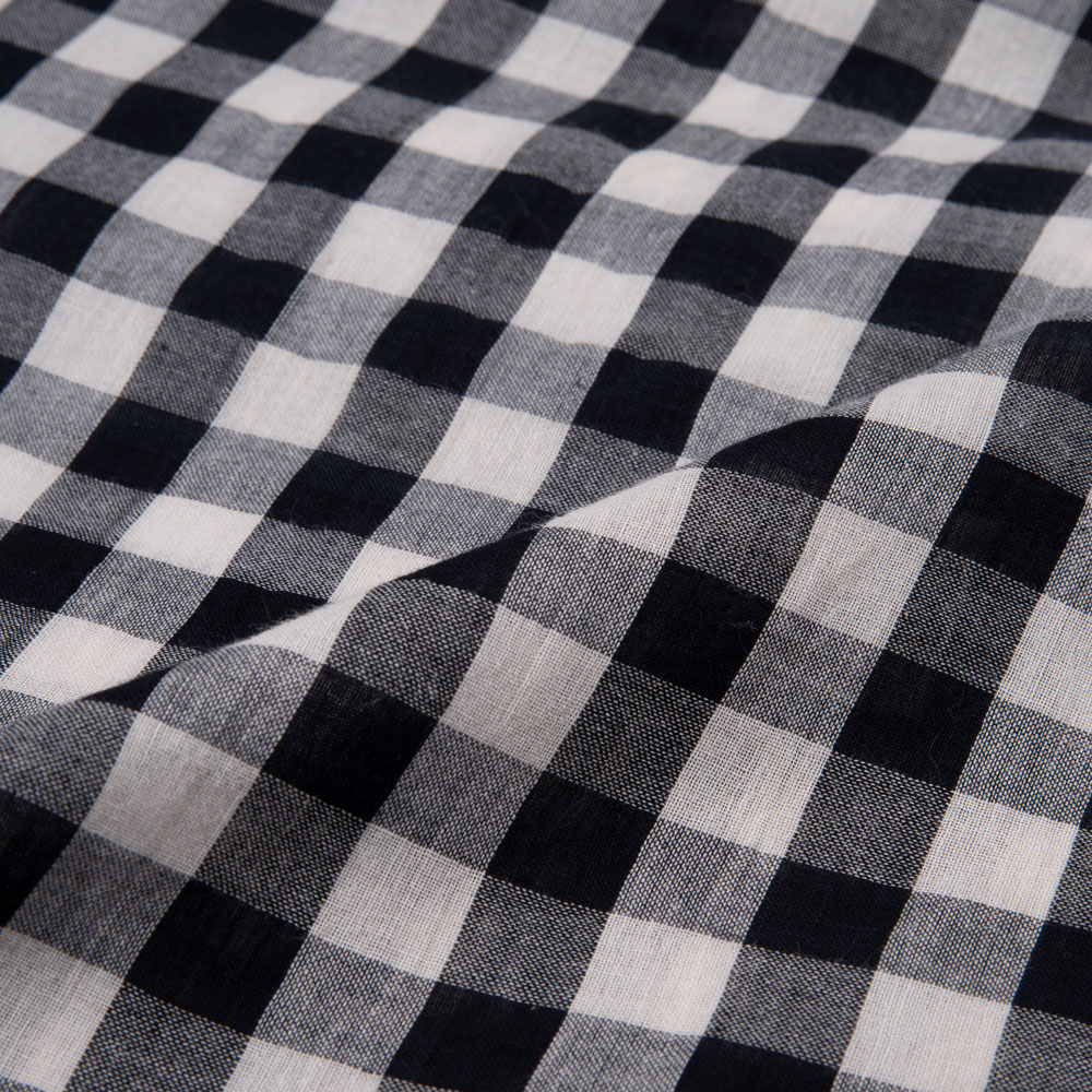 CHECK BLACK & WHITE PURE COTTON 104 GSM HANDWOVEN FABRIC