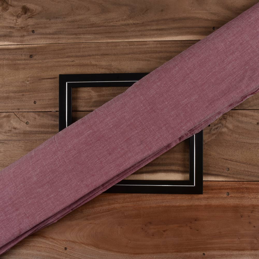 Chambray Red Khadi Cotton 75 GSM Handwoven Fabric H32
