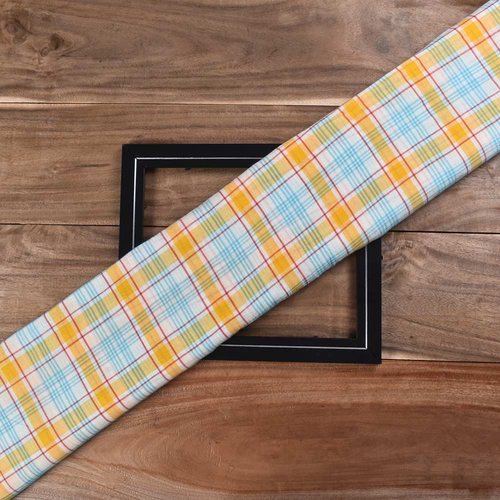 Check Multicolour Pure Cotton 56 GSM Handwoven Fabric