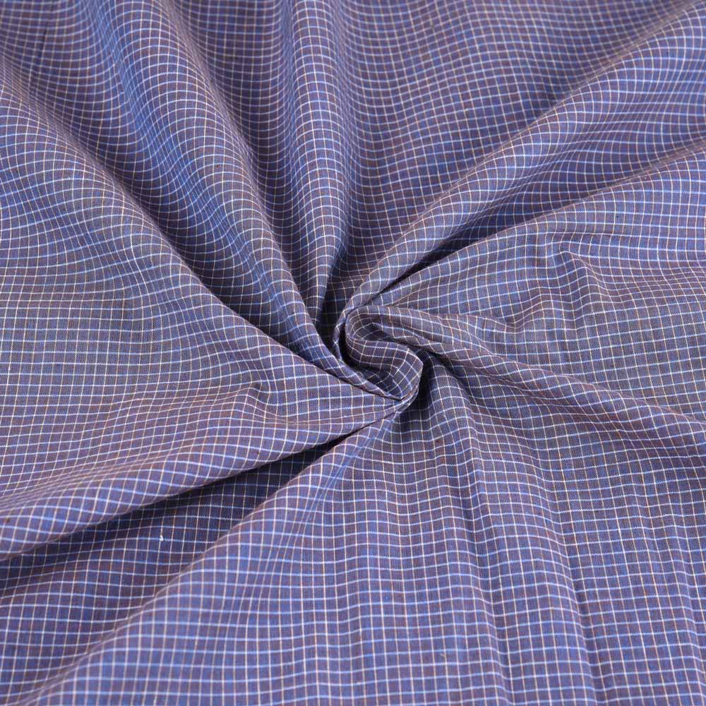 Check Purple Pure Cotton 90 GSM Handwoven Fabric