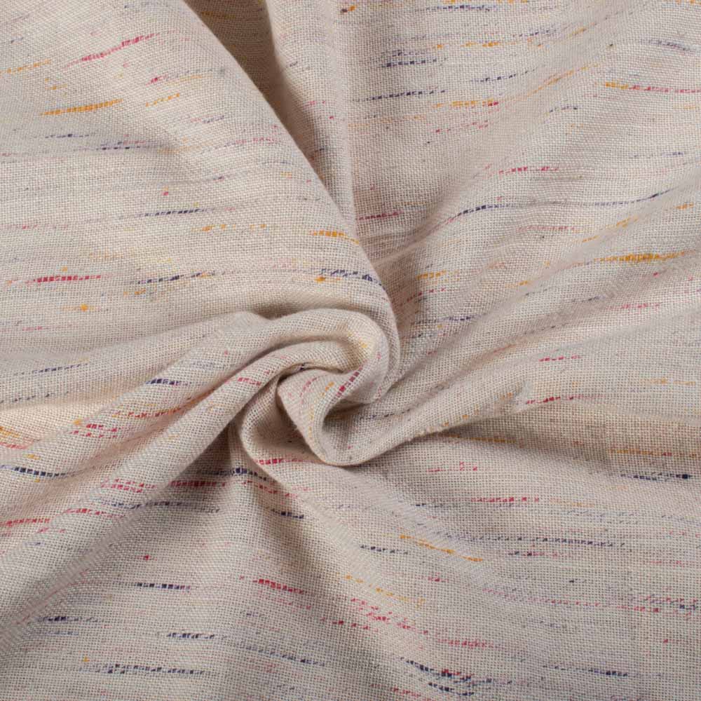 White Base Multicolor Futki Khadi Cotton 170 GSM Handwoven Fabric