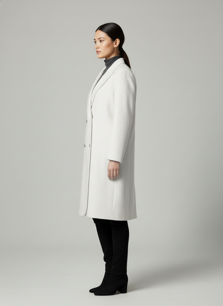 Double Breasted Jacket With Peak Label- Knee Length