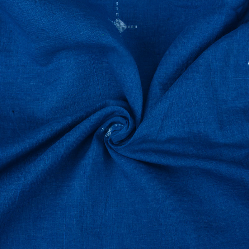 Geometric Blue Jamdani Pure Khadi 65 GSM Fabric