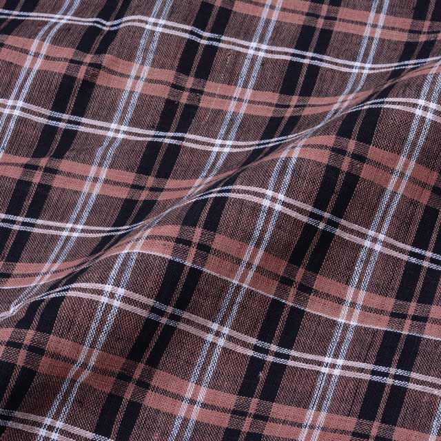 Check Brown & Black Pure Cotton 92 GSM Handwoven Fabric