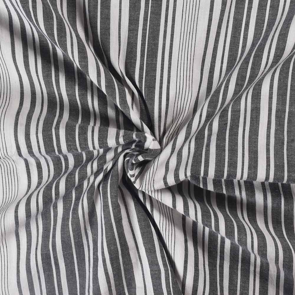 Stripe Black & White Khadi Cotton 85 GSM Handwoven Fabric