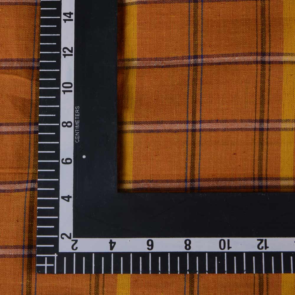 CHECK MUSTARD PURE COTTON 100 GSM HANDWOVEN FABRIC