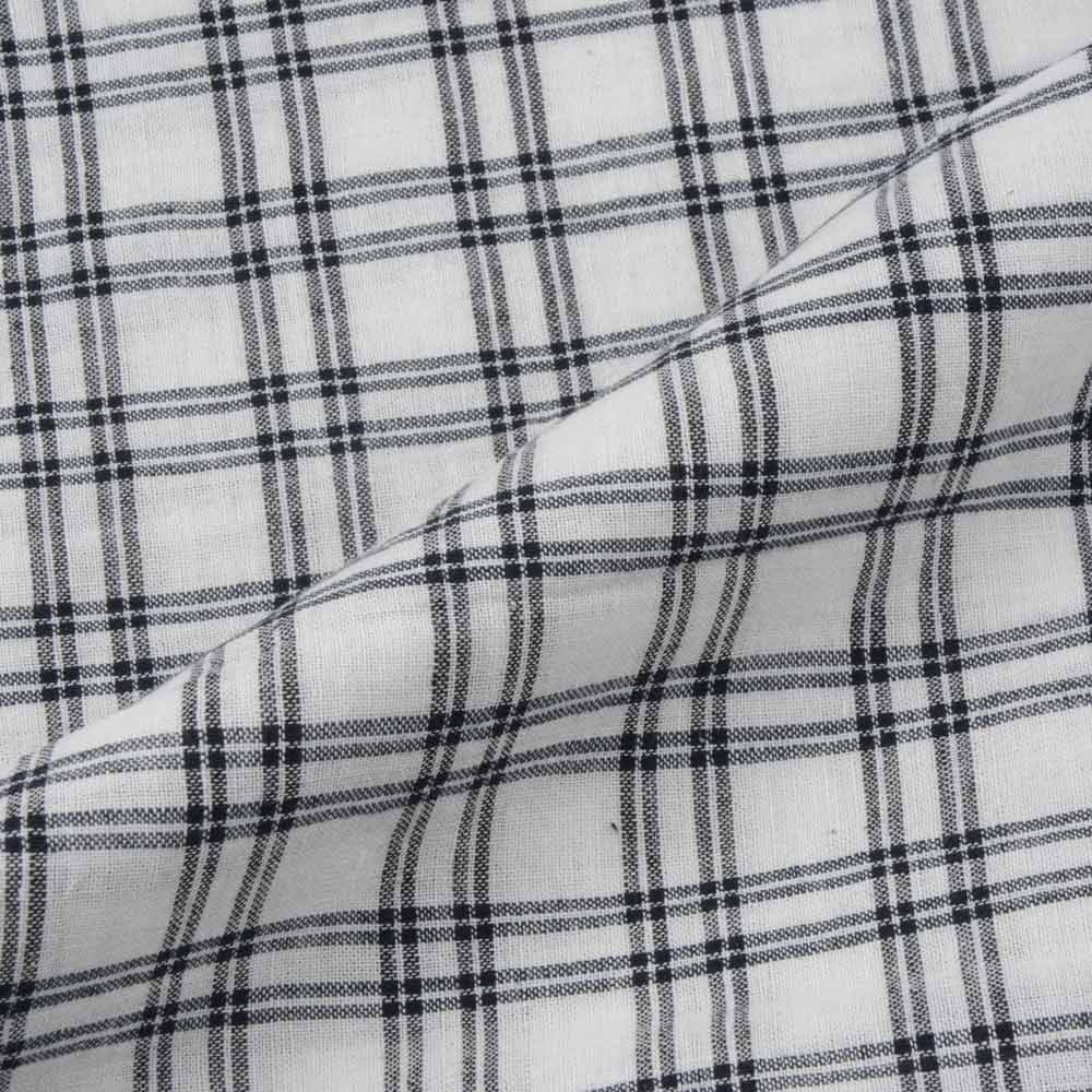 CHECK BLACK & WHITE PURE COTTON 94 GSM HANDWOVEN FABRIC