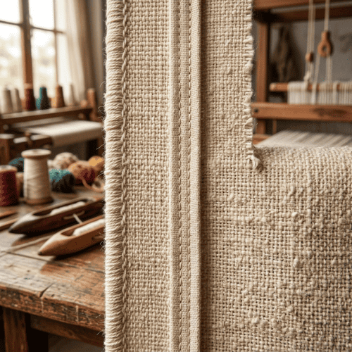 Neat selvage and stitching on quality handwoven fabric 