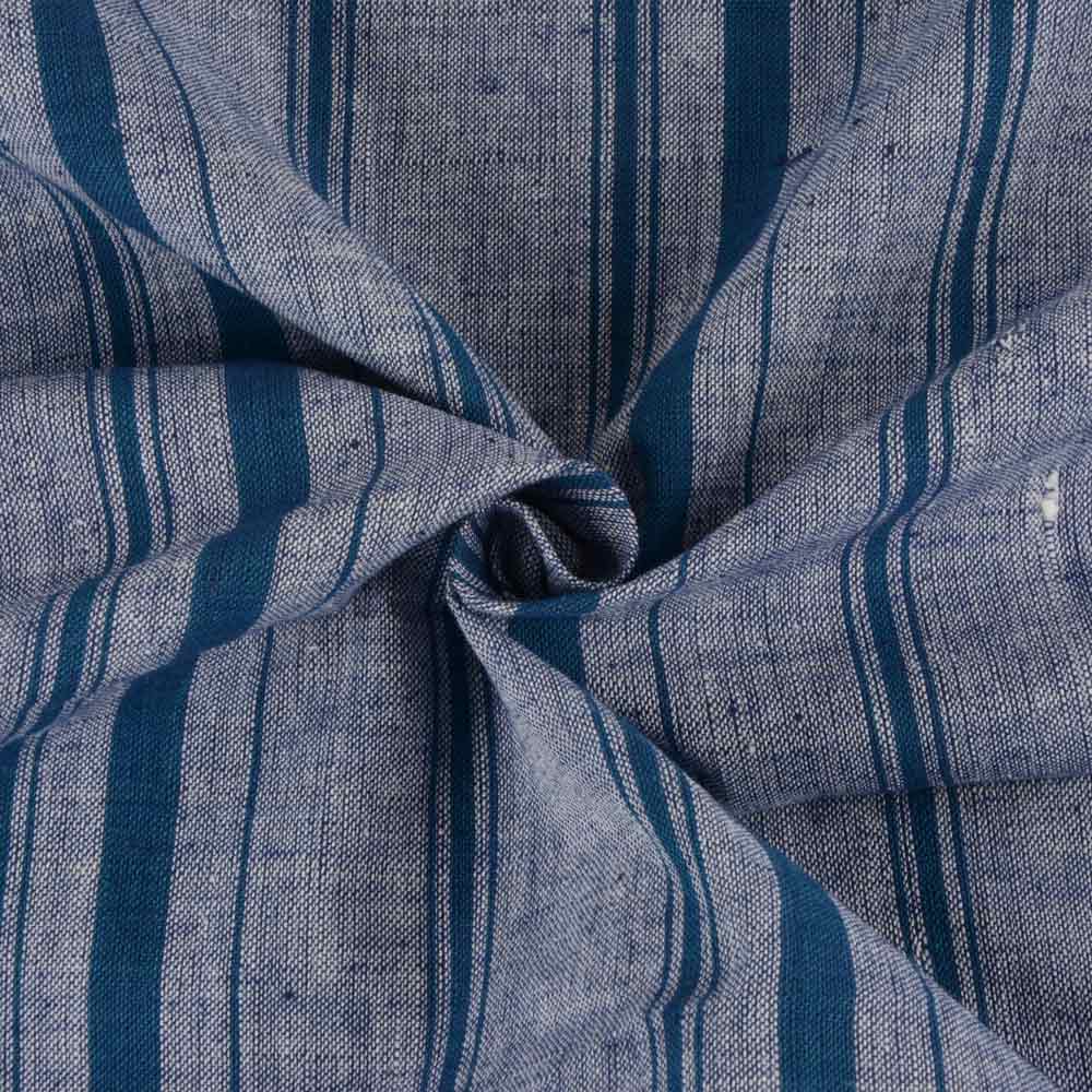 Stripe Grey & Teal Khadi Fabric - 128 GSM Handspun & Handwoven
