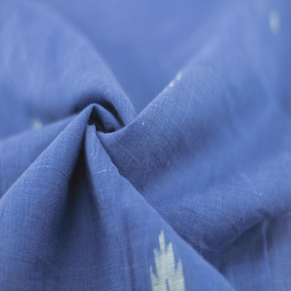 Geometric Blue Jamdani Pure Cotton 55 GSM Fabric 67