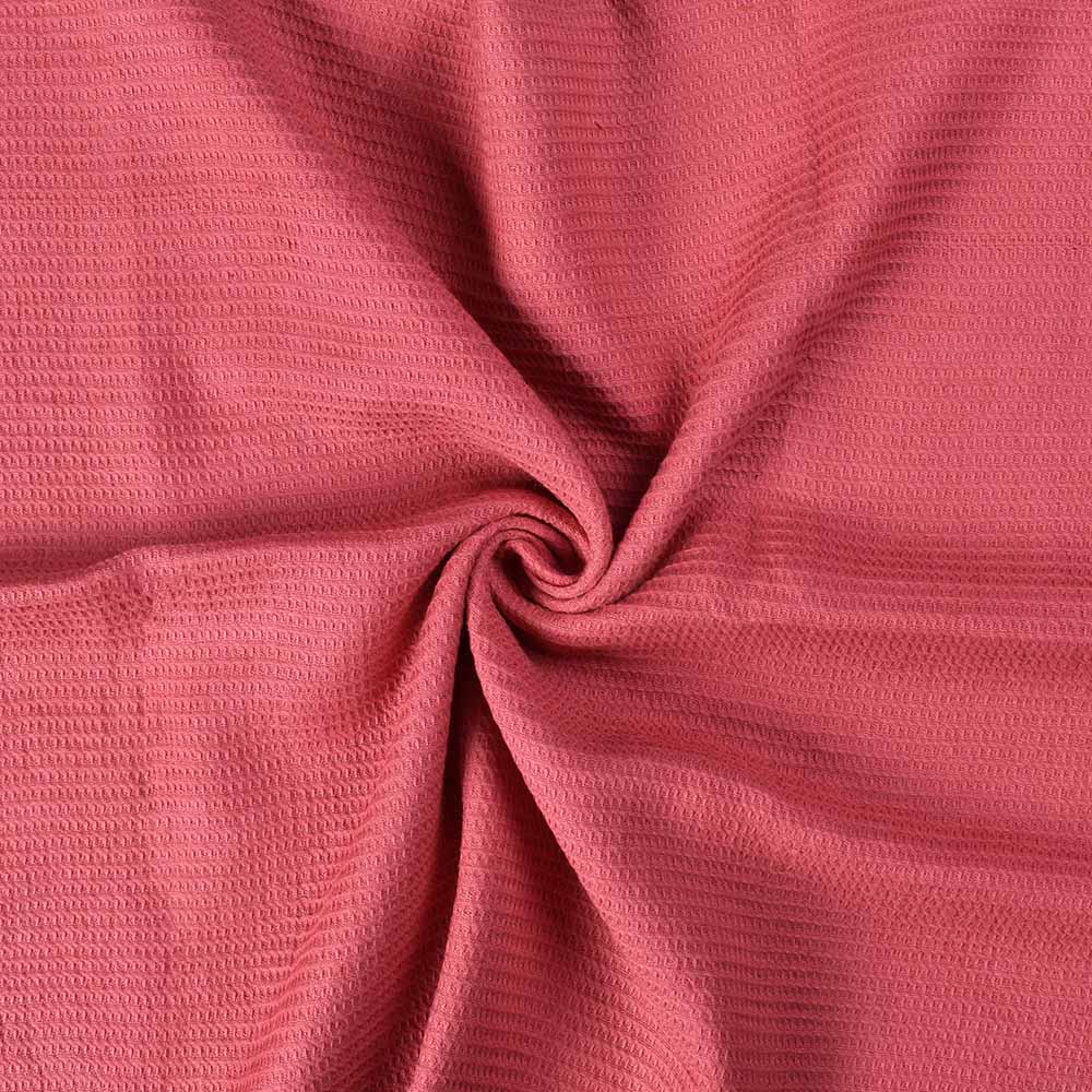 Pale Pink Honeycomb Weave Pure Cotton 122 GSM Handwoven Waffle Fabric