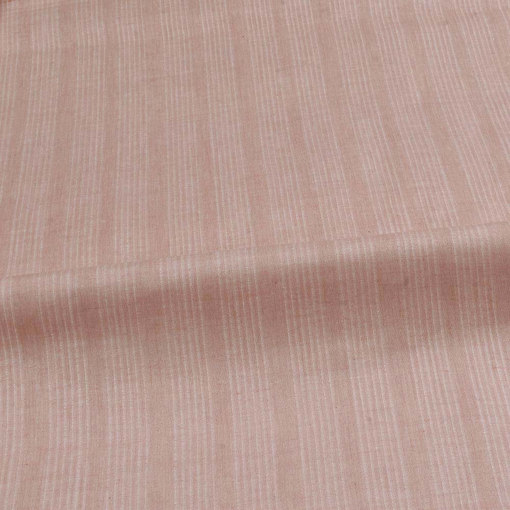 STRIPE PEACH PURE COTTON 80 GSM HANDWOVEN FABRIC