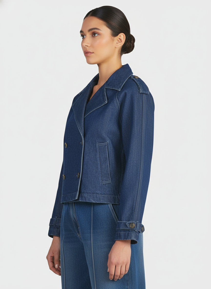 Double Breasted Denim Jacket