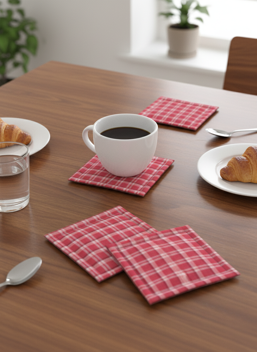 Quilted Pattern -Cotton Fabric Coasters