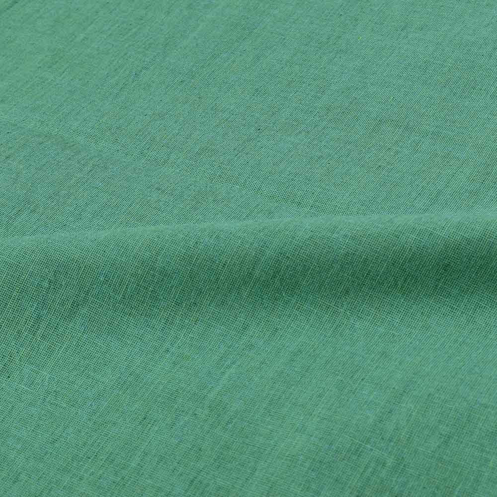 CHAMBRAY GREEN PURE COTTON 95 GSM HANDWOVEN FABRIC