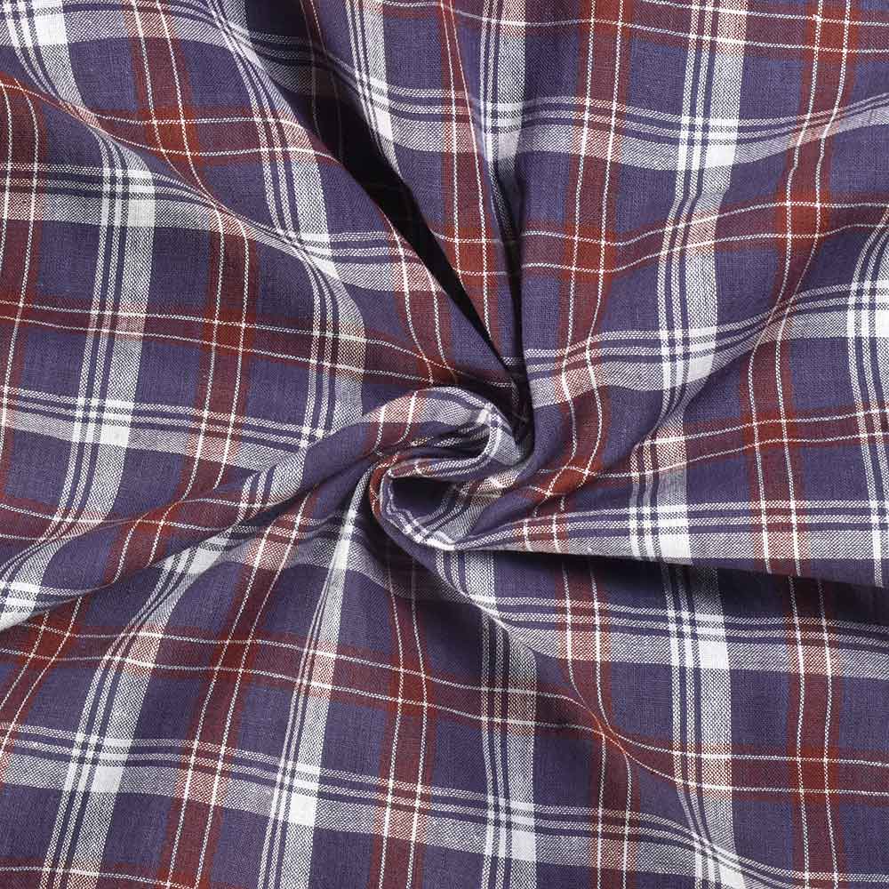 Check Blue & Red Pure Cotton 96 GSM Handwoven Fabric