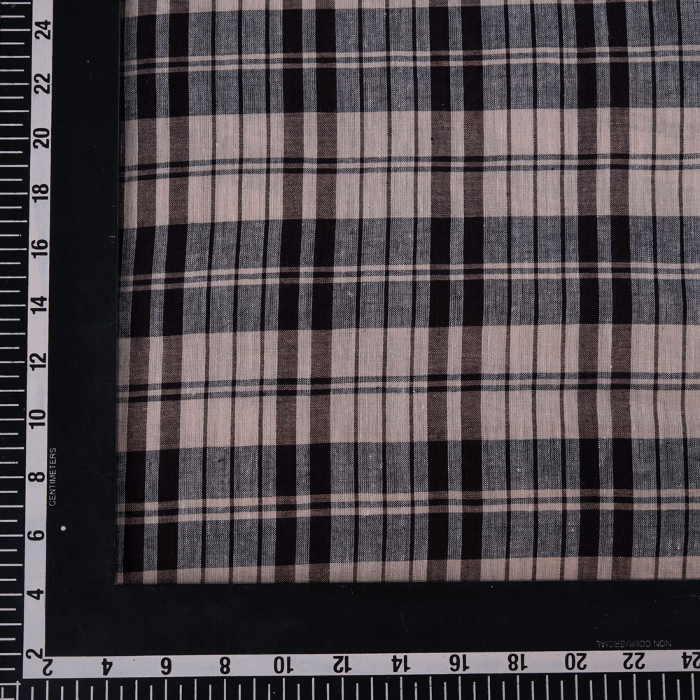CHECK GREY PURE COTTON 70 GSM HANDWOVEN FABRIC