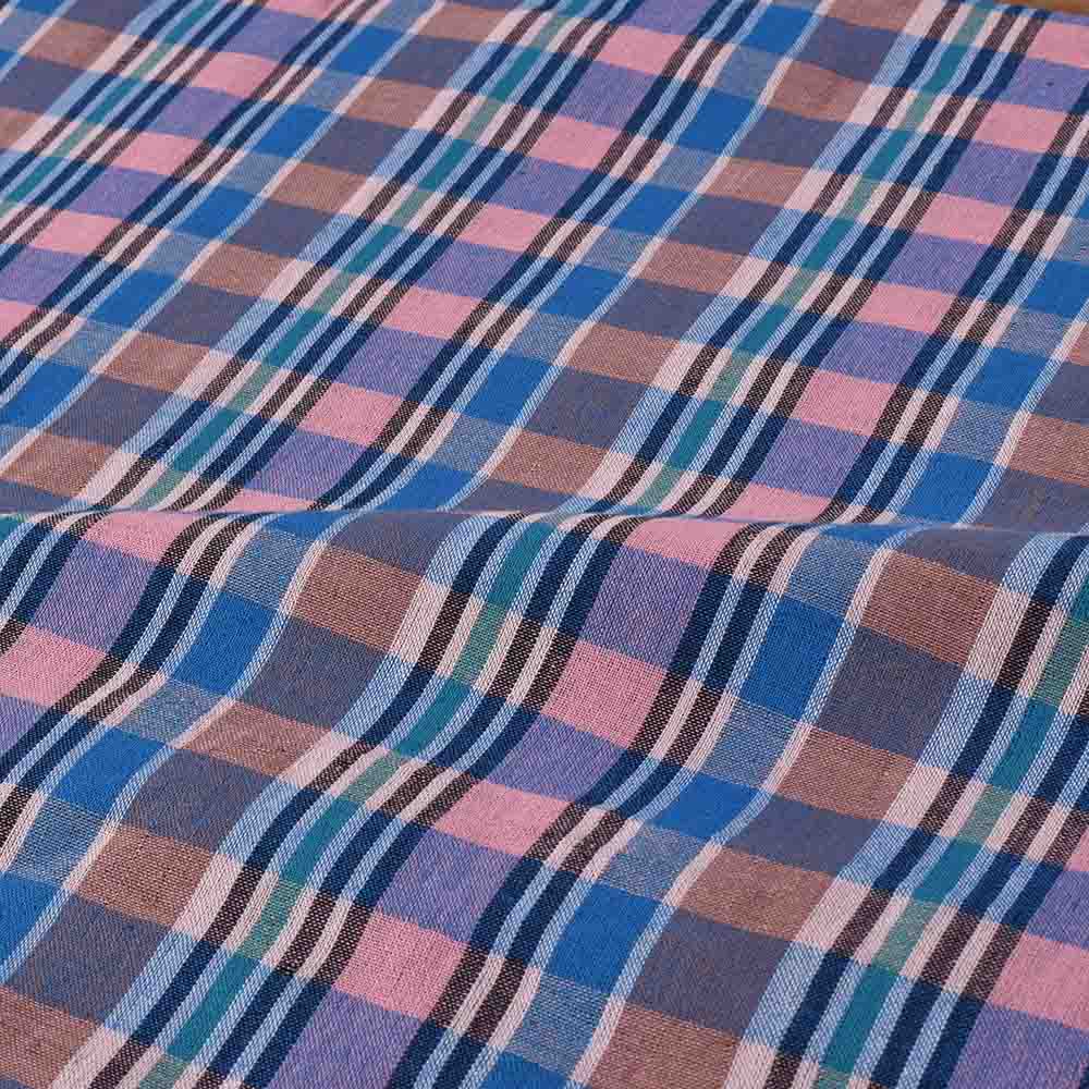 CHECK MULTICOLOR PURE COTTON 95 GSM HANDWOVEN FABRIC 537