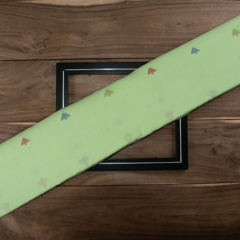 Geometric Green Jamdani Pure Cotton 55 GSM Handwoven Fabric