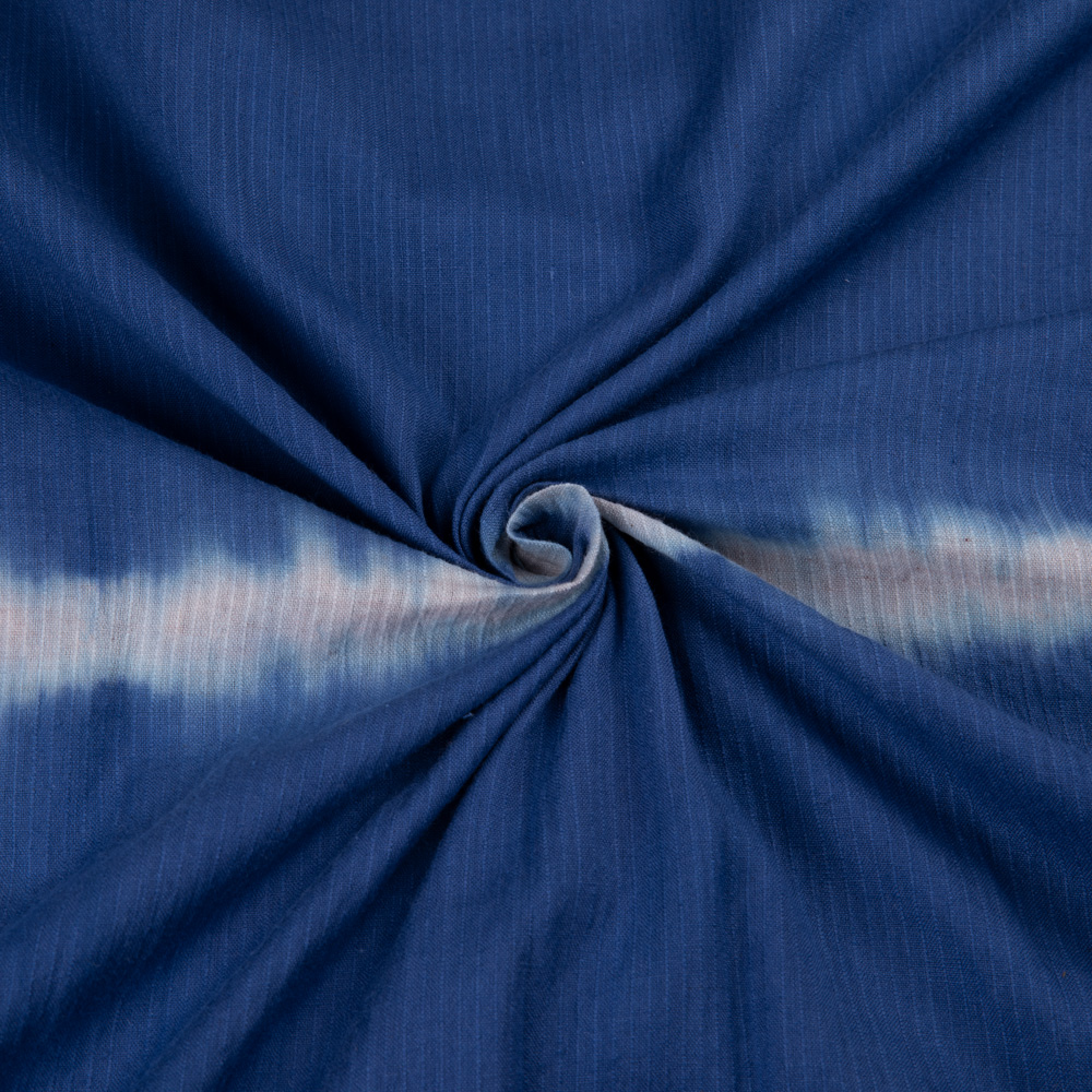 Abstract Blue Tie Dye Rib Pure Cotton 93 GSM Handwoven Fabric