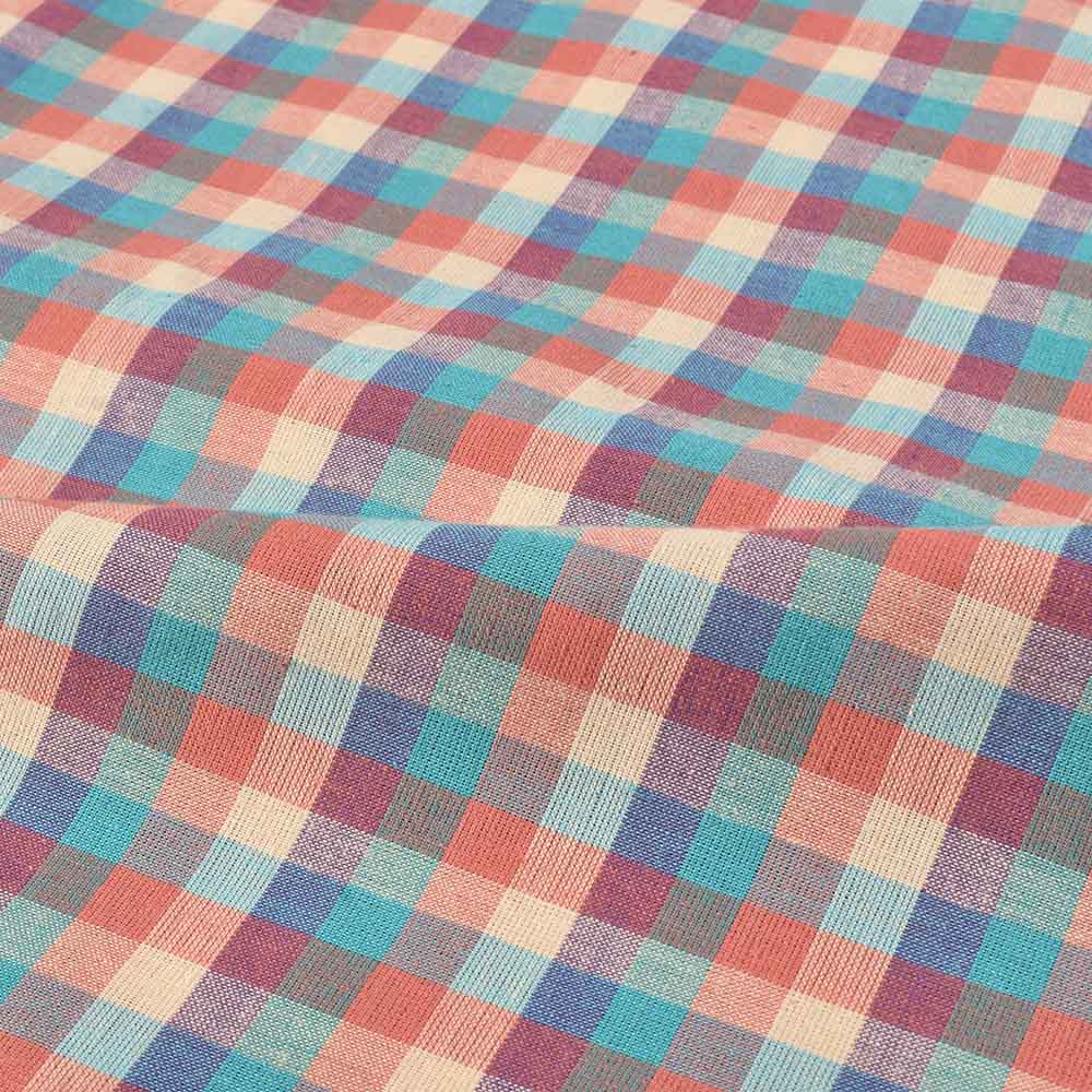 CHECK MULTICOLOUR PURE COTTON 96 GSM HANDWOVEN FABRIC 471