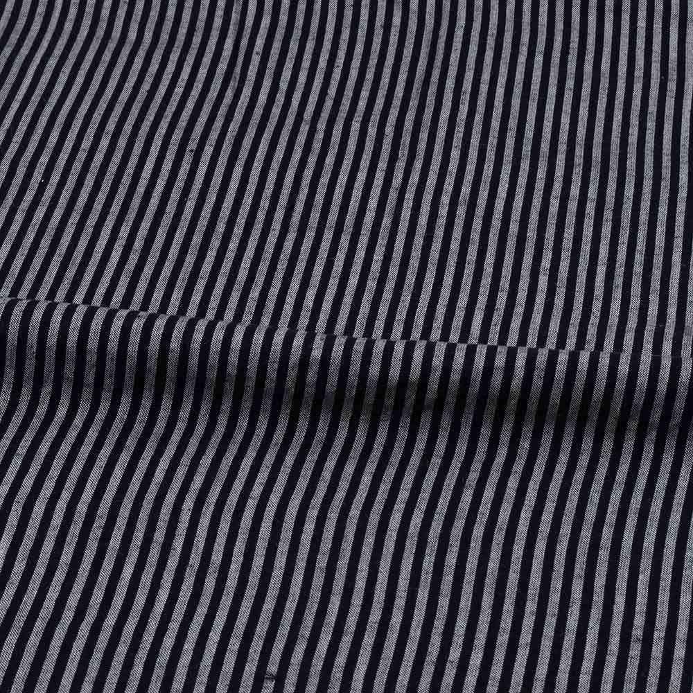 STRIPE BLACK PURE COTTON 87 GSM HANDWOVEN FABRIC