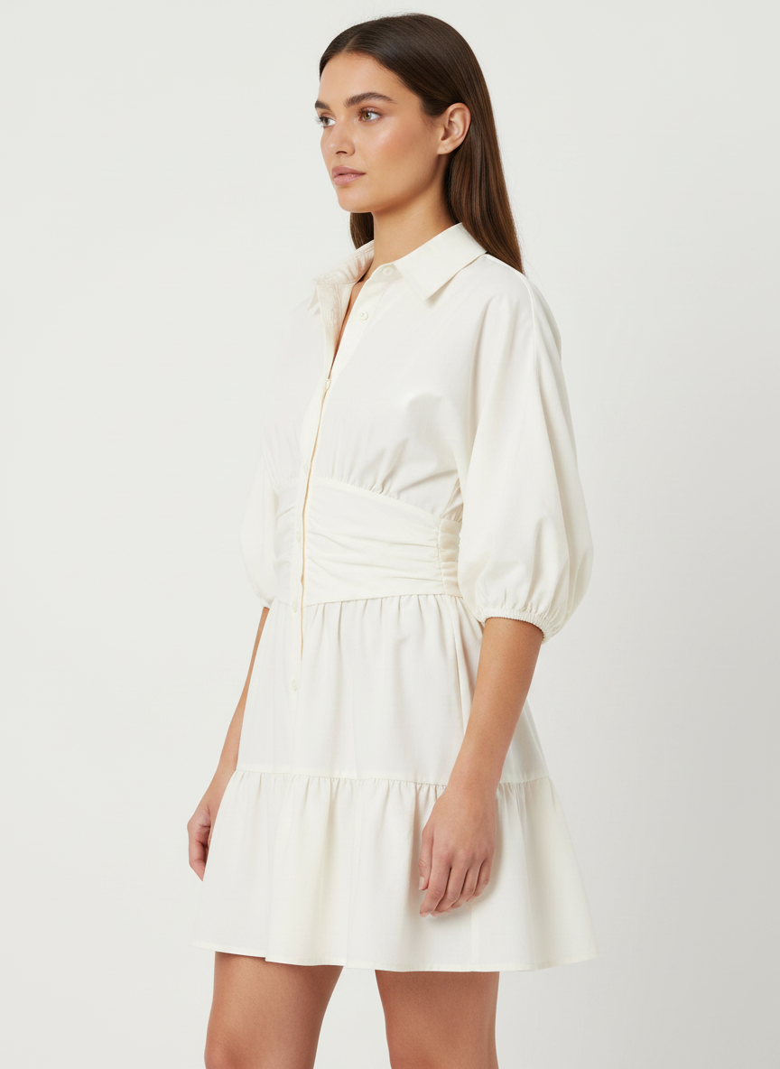 Gathered Short Shirt Dress