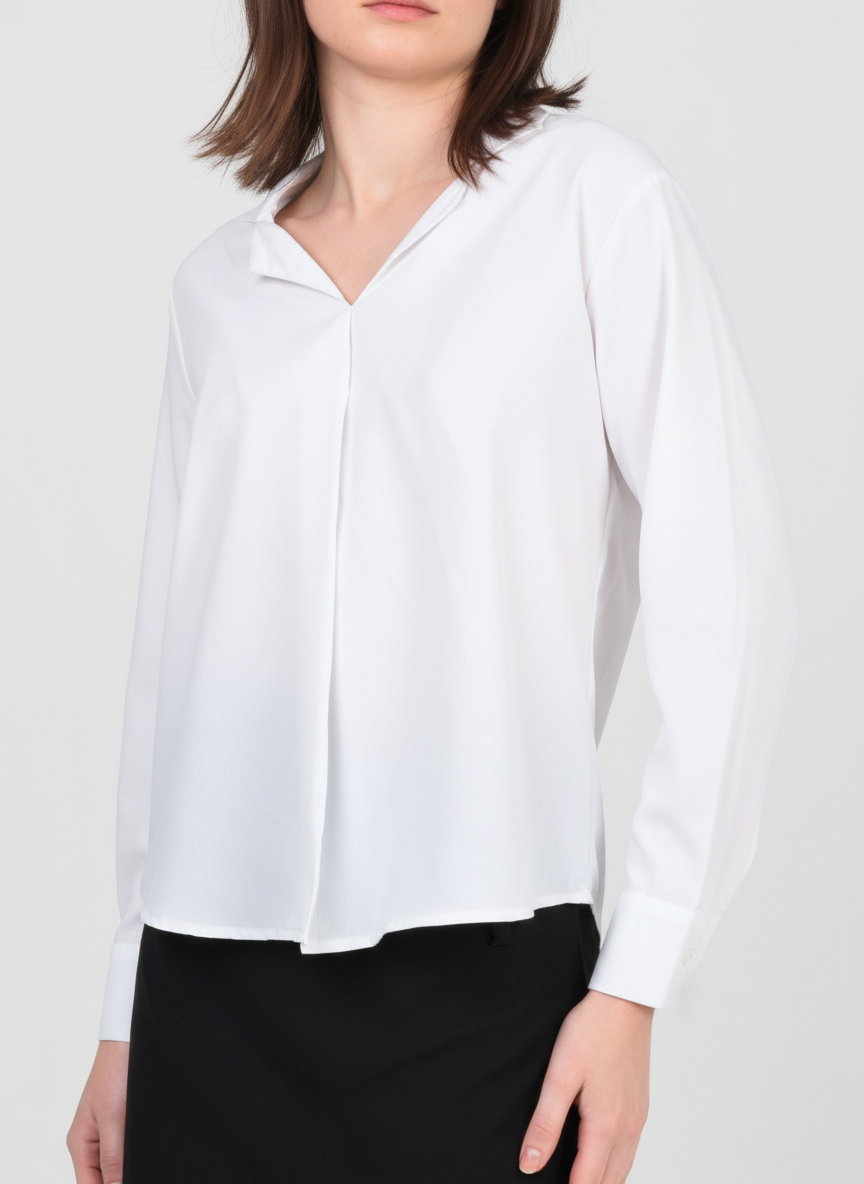 Pleated Cuffed Shirt Top