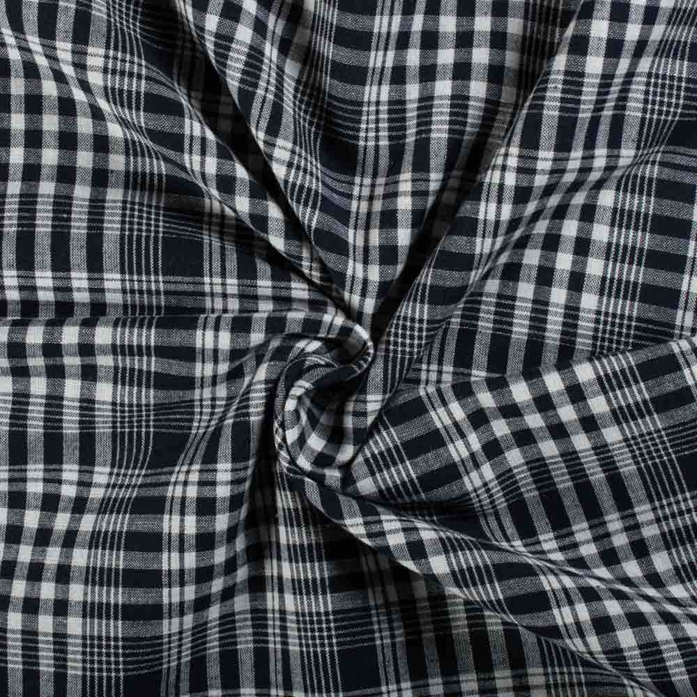 Black & White Check Pure Cotton 100 GSM Handwoven Fabric