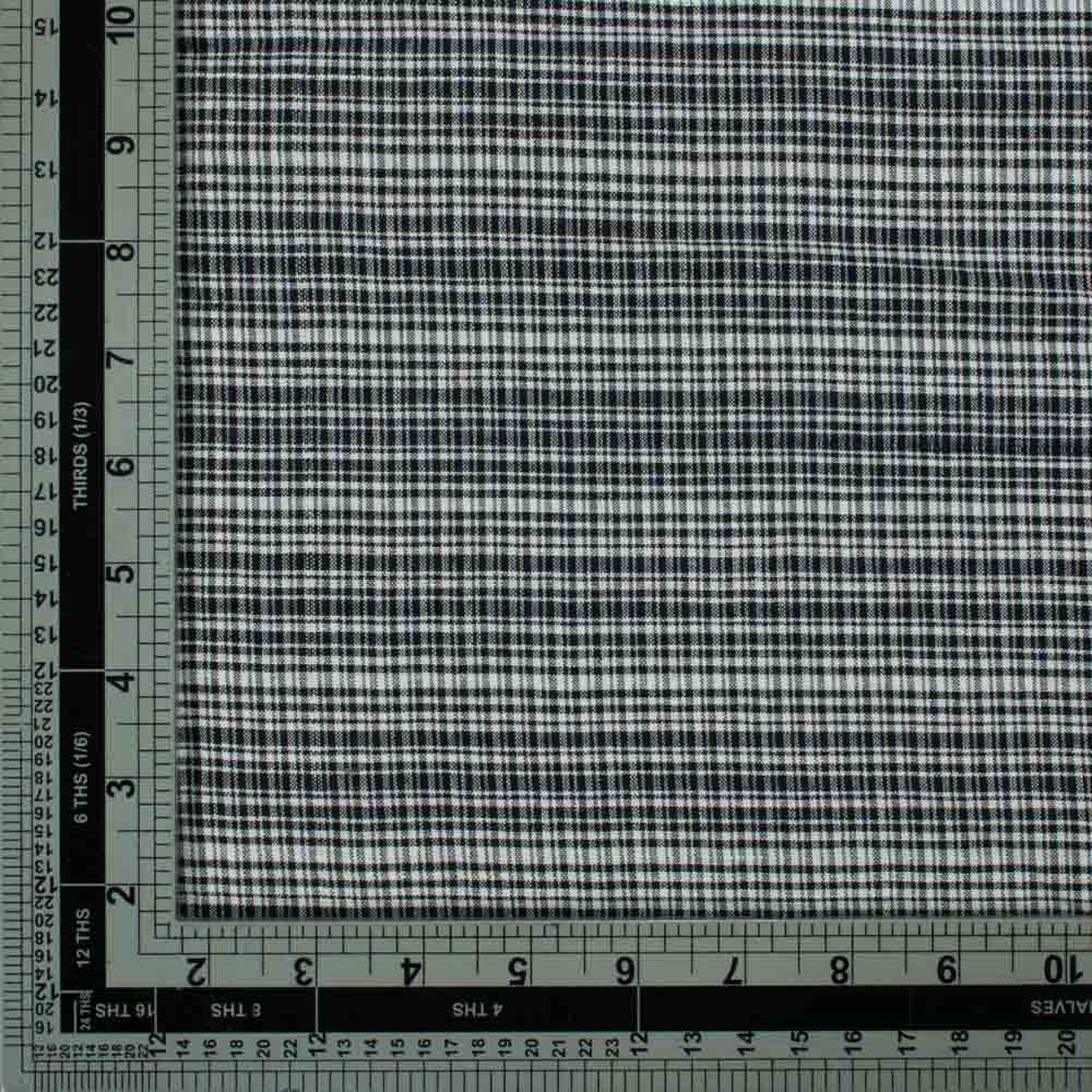 CHECK BLACK & WHITE KHADI COTTON 115 GSM HANDWOVEN FABRIC