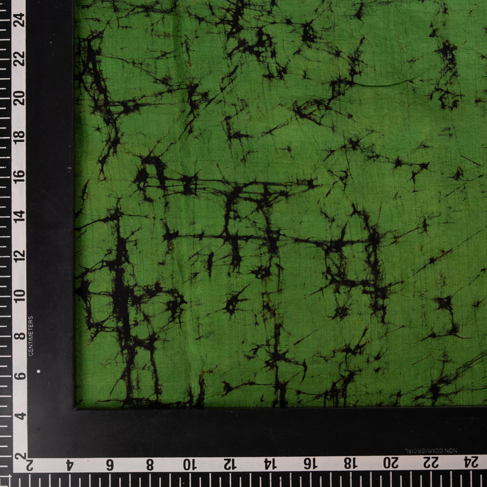 ABSTRACT GREEN BLACK BATIK MULBERRY SILK 40 GSM FABRIC