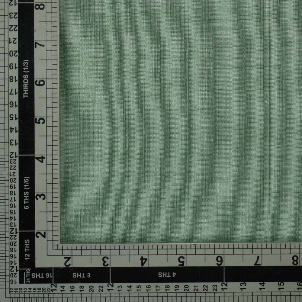 Chambray Green Pure Cotton Handwoven Fabric