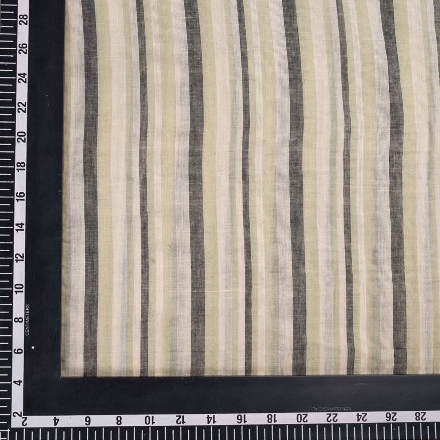 STRIPE BEIGE PURE COTTON 60 GSM HANDWOVEN FABRIC