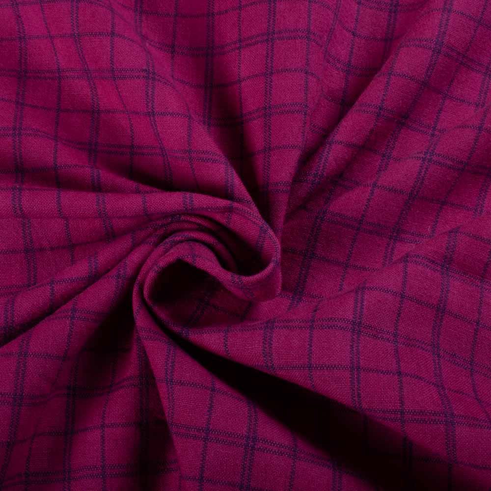 Check Rani Pink & Blue Khadi Cotton 160 GSM Handwoven Fabric