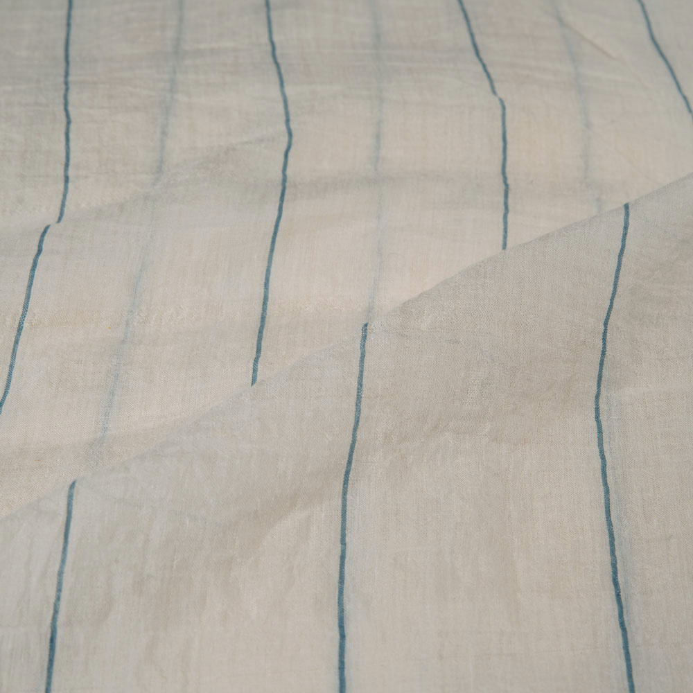 PINSTRIPE OFF WHITE COTTON & MULBERRY SILK BLEND 42 GSM HANDWOVEN FABRIC