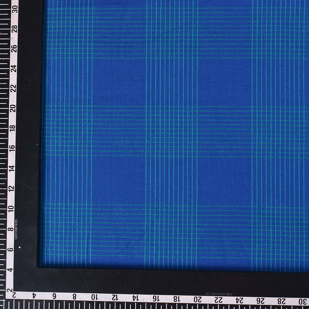 CHECK BLUE PURE COTTON 82 GSM HANDWOVEN FABRIC
