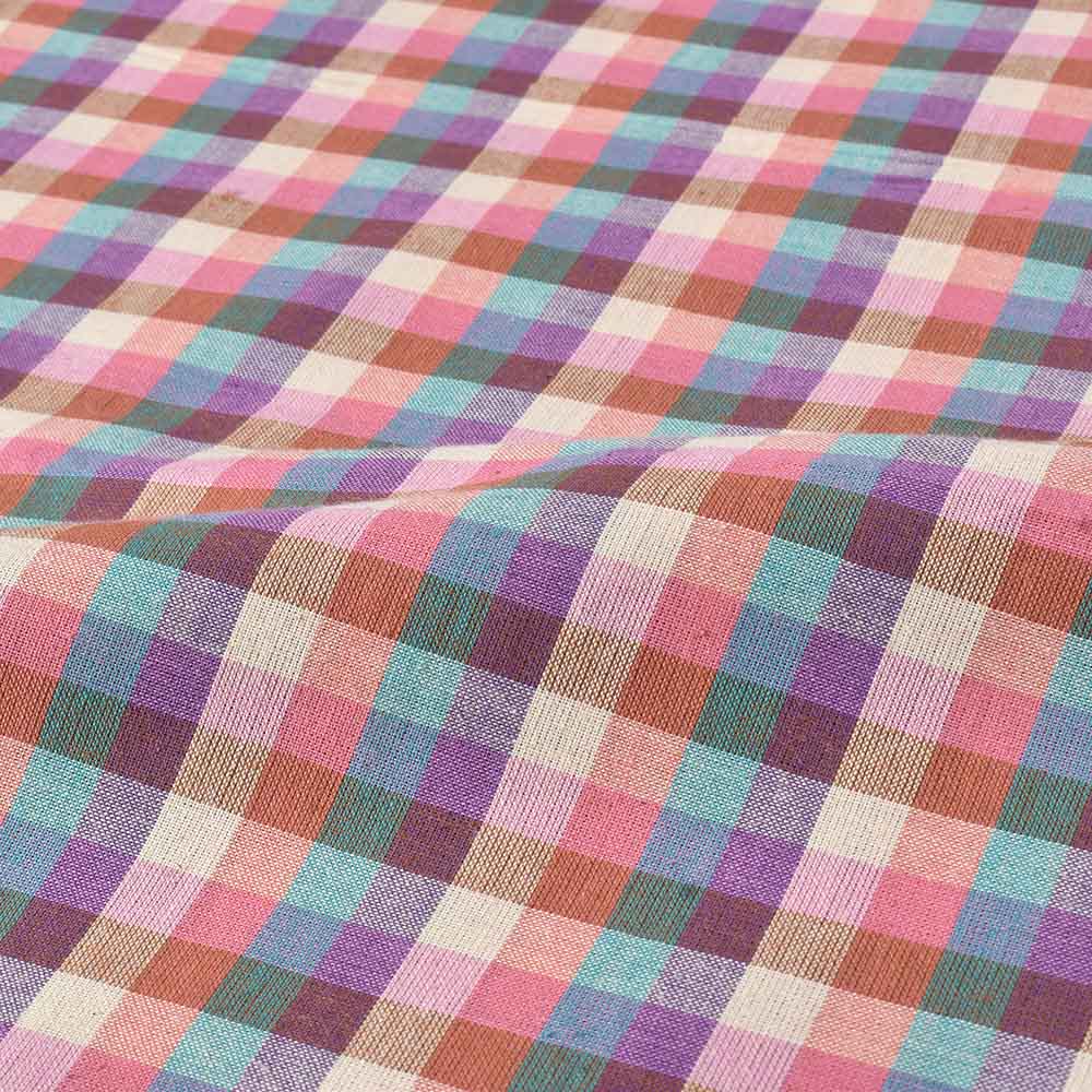 CHECK MULTICOLOUR PURE COTTON 97 GSM HANDWOVEN FABRIC 479