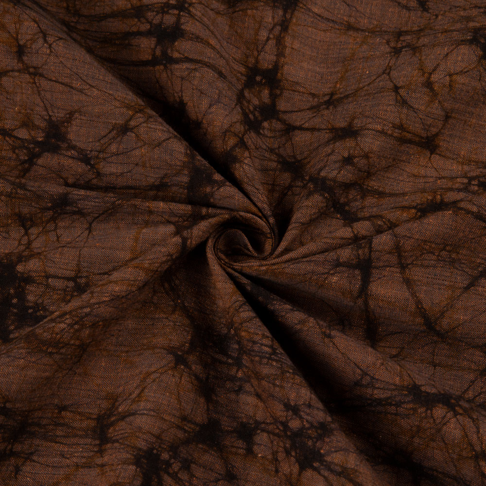 Abstract Brown Batik Cotton 95 GSM Fabric - Hand Printed