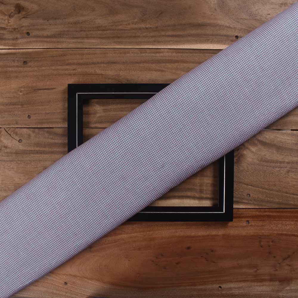 Check Purple & White Pure Cotton 83 GSM Handwoven Fabric